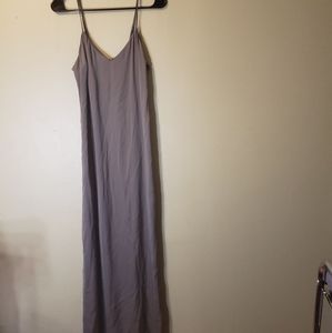 Grey vneck dress with spaghetti straps